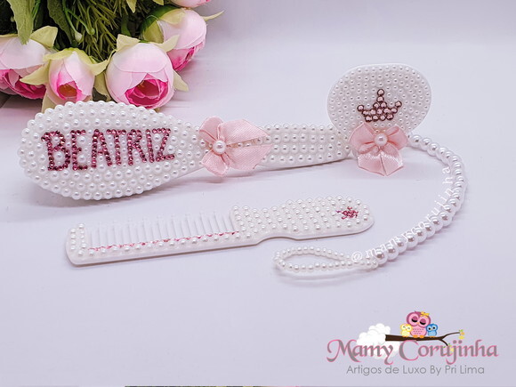 Kit escova + pente + prendedor de Luxo Beatriz