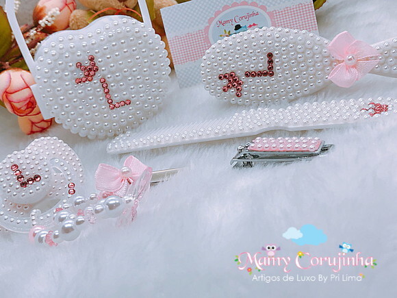 Kit L luxo branco com rosa bebe