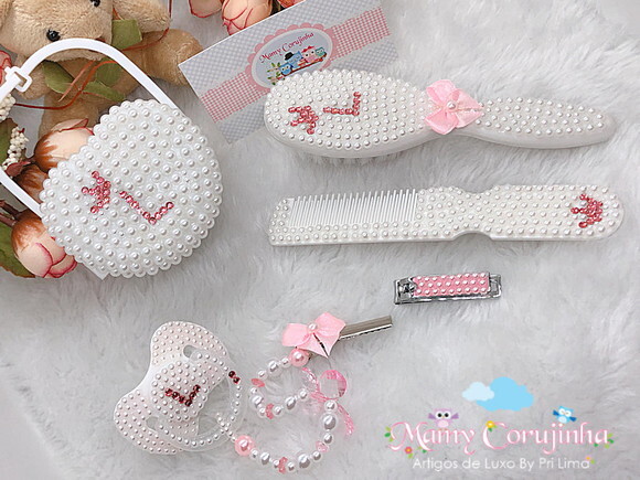 Kit L luxo branco com rosa bebe