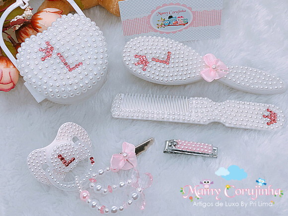 Kit L luxo branco com rosa bebe