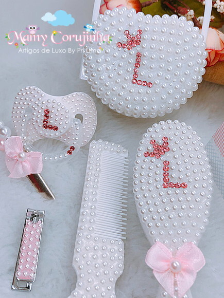 Kit L luxo branco com rosa bebe