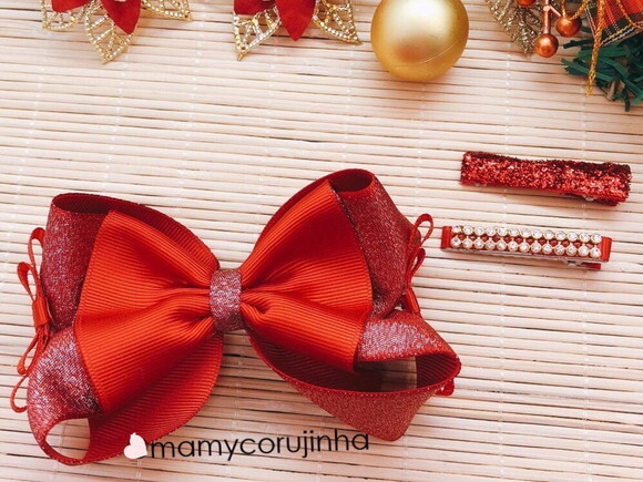 kIT Laço Natal encanto+ Par de Hair clips
