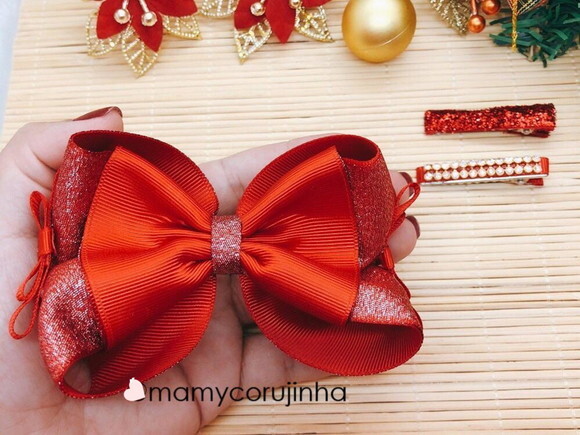 kIT Laço Natal encanto+ Par de Hair clips