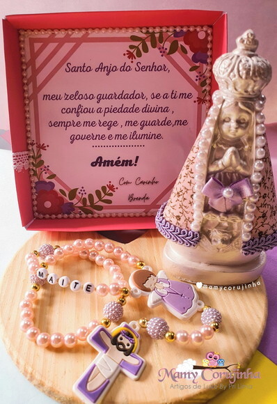 Kit N.S. Aparecida Baby + Terço + caixa lilas