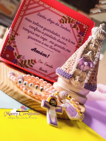 Kit N.S. Aparecida Baby + Terço + caixa lilas