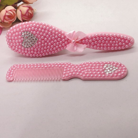 Kit pente + escova rosa coração