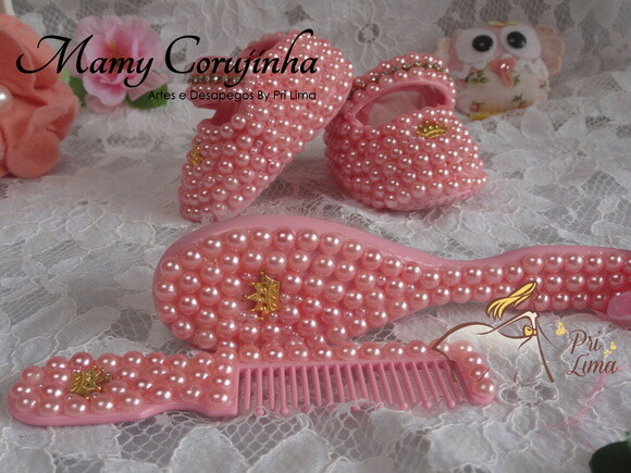 Kit pente bebe + escova coroa