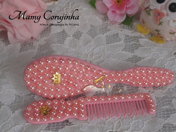 Kit pente bebe + escova coroa