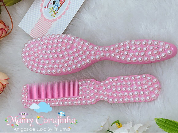 Kit pente bebe + escova pérolas