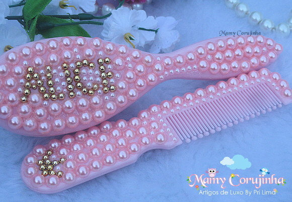 Kit pente bebe + escova rosa ALICE