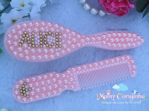 Kit pente bebe + escova rosa ALICE
