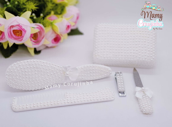 Kit Saboneteira + Kit Manicure + Pente e Escova Macia Perola