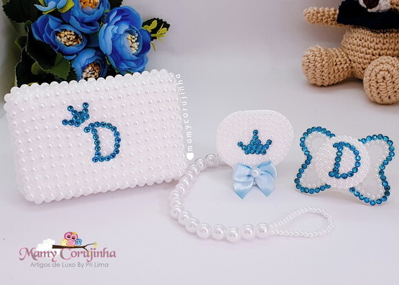 Kit Saboneteira + Prendedor Luxo + Chupeta Marca