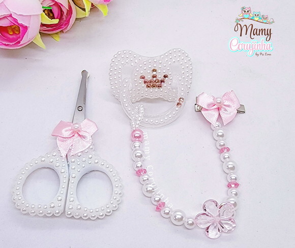 Kit Tesourinha de Unha Bebe + Chupeta com Prendedor