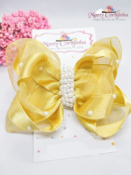 Laço Organza Chuva de Pérolas Branca