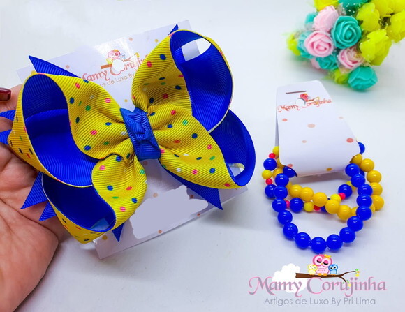 Lindo laço bolinhas + trio de pulseiras
