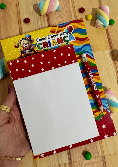 Mini Prancheta com Bloquinho e Lápis Personalizado !