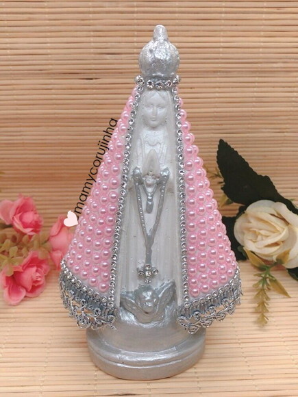 Nossa Senhora 16cm em Pedrarias rosa bebe