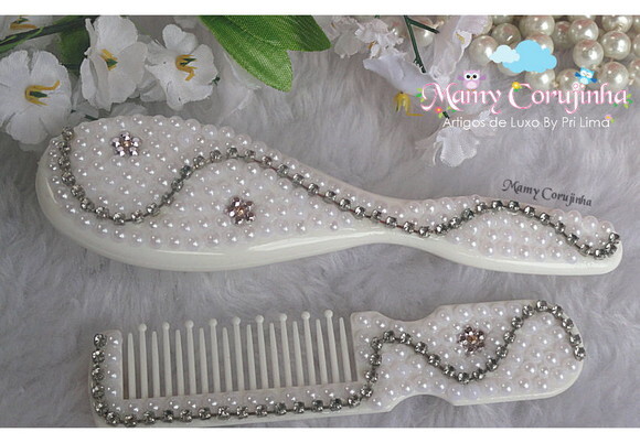 Pente + escova bebe strass