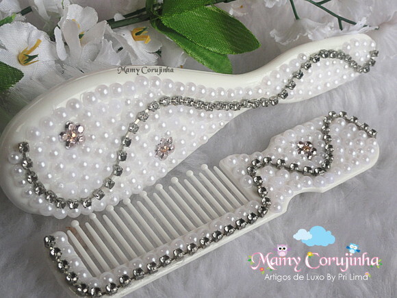 Pente + escova bebe strass