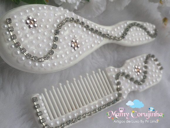 Pente + escova bebe strass