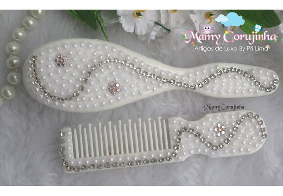 Pente + escova bebe strass