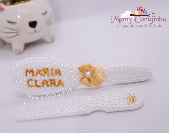 Pente + escova Maria Clara dourado