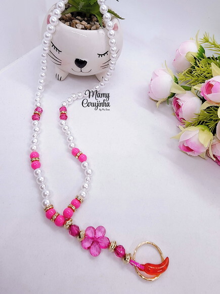 Porta Crachá Branco com Pink