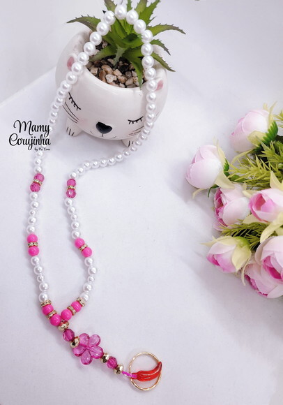 Porta Crachá Branco com Pink