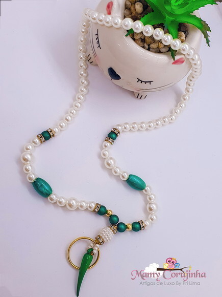 Porta Crachá Marfim com verde