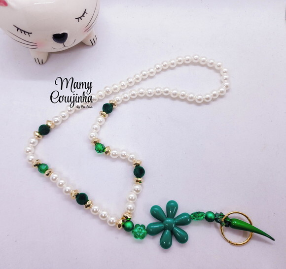 Porta Crachá Marfim com Verde
