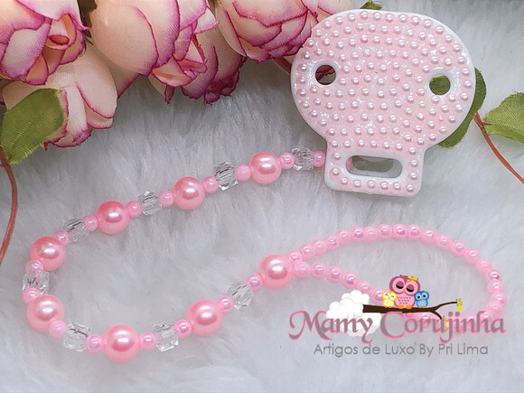 Prendedor de Chupeta LUXO Rosa