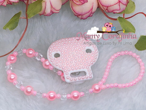 Prendedor de Chupeta LUXO Rosa