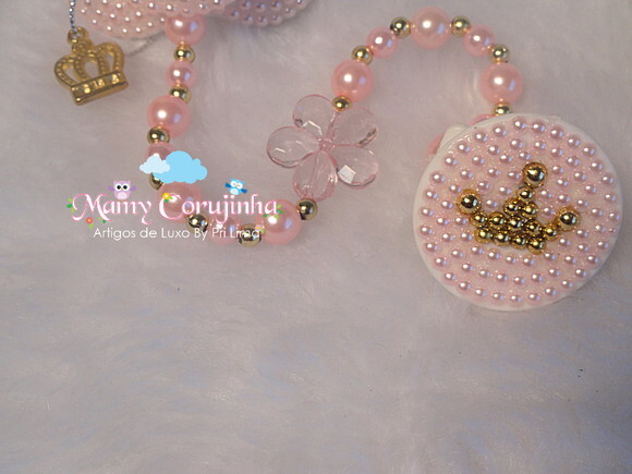 Prendedor de Chupeta LUXO Rosa