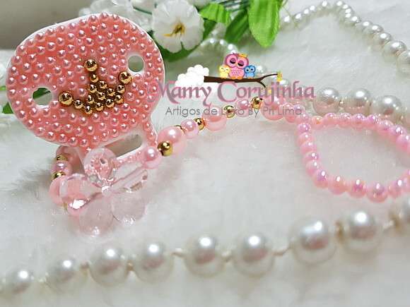 Prendedor de Chupeta LUXO Rosa