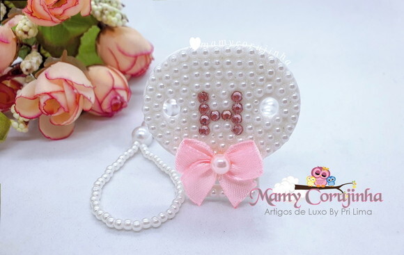 Prendedor de Luxo branco com H rosa