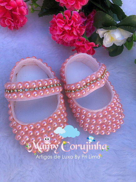Sapatinho Luxo Perolas rosa