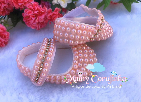 Sapatinho Luxo Perolas rosa