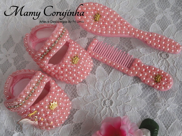 Sapatinho Luxo Perolas rosa