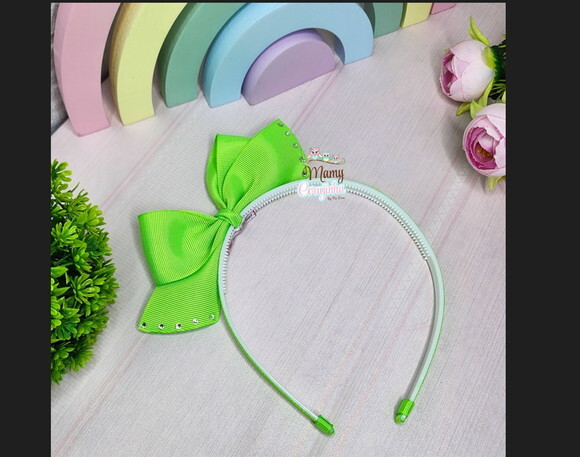 Tiara Laço em Pé Verde