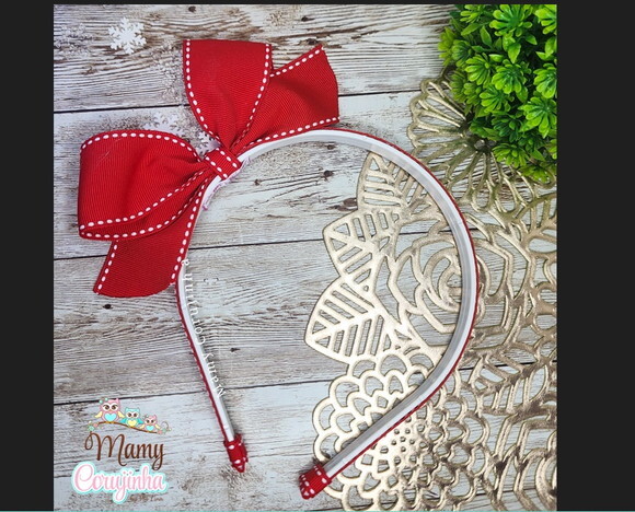 Tiara Laço em Pé Vermelho