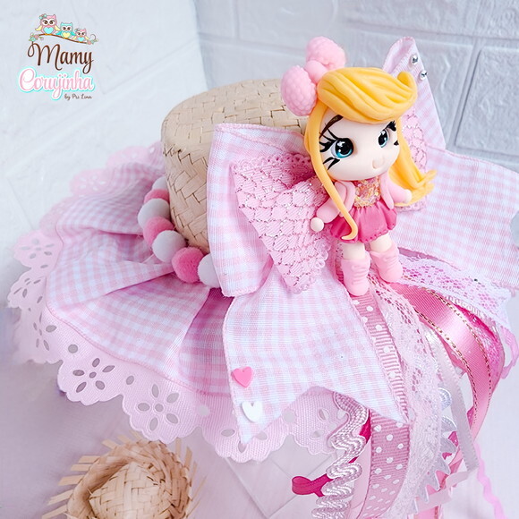 Tiara Luxo Chapéu Rosa Bebe
