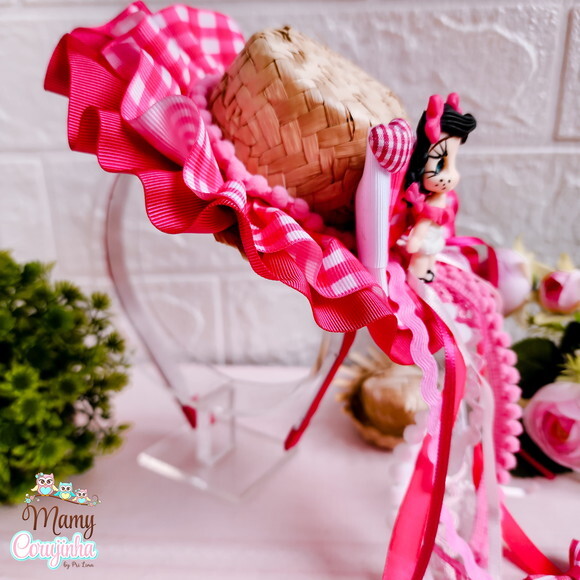 Tiara Luxo Chapéu Xadrez Pink