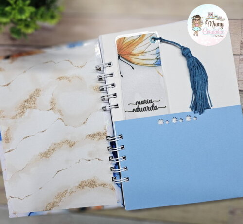 Agenda A5 Borboleta Maria Eduarda com Brinde
