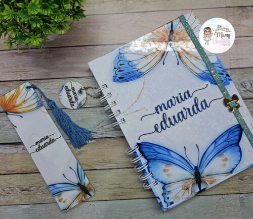 Caderno A5 Borboleta Azul