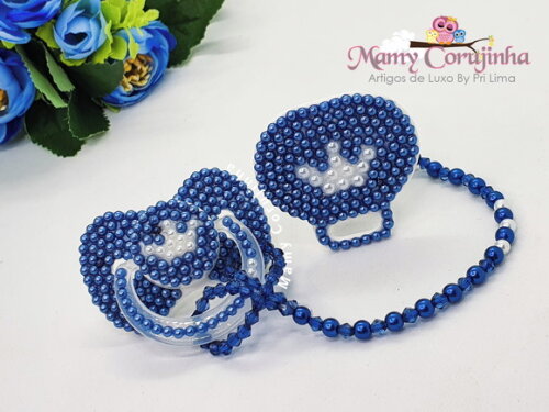 Chupeta + prendedor luxo Azul Marinho