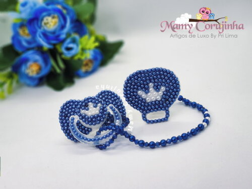 Chupeta + prendedor luxo Azul Marinho