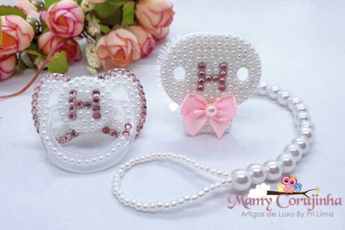Chupeta + prendedor luxo H Rosinha
