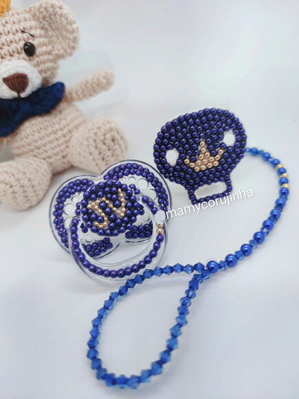 Chupeta azul marinho e dourada S