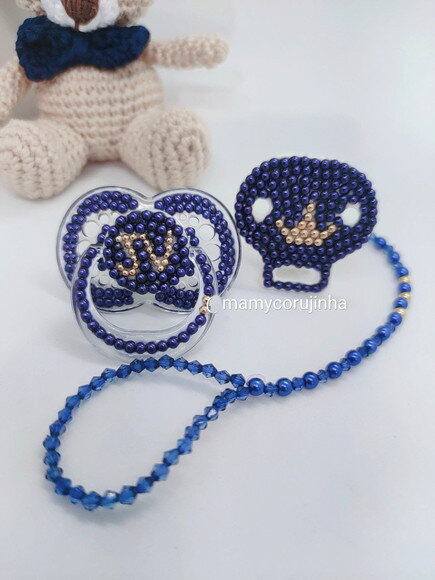 Chupeta azul marinho e dourada S